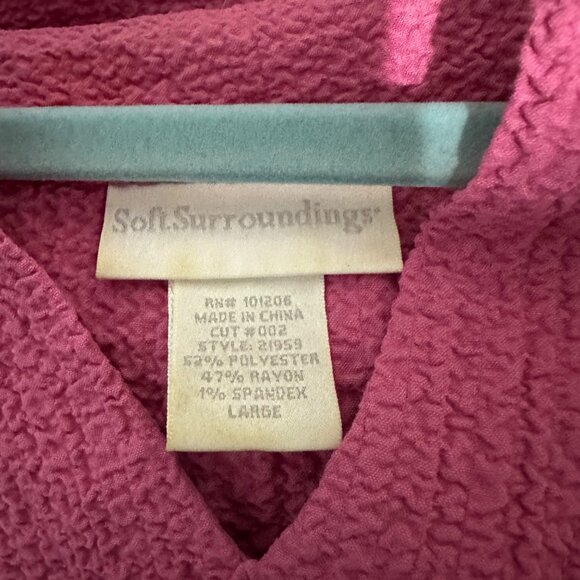 Soft Surroundings size L pink gauze textured split V 3/4 sleeve tunic top - Picture 4 of 7